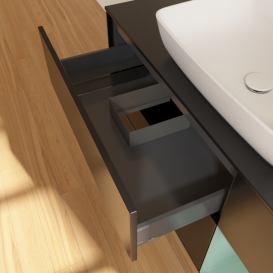 Тумба под раковину Villeroy & Boch Finion 120х50,1 см с подсветкой МДФ черный матовый лак/стекло черное матовое F832GMPD