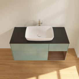 Тумба под раковину Villeroy & Boch Finion 120х50,1 см с подсветкой МДФ оливковый матовый лак/стекло черное матовое F832GNGM