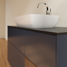 Тумба под раковину Villeroy & Boch Finion 120х50,1 см с подсветкой МДФ темно-синий матовый лак/стекло черное матовое F832GNHG