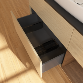 Тумба под раковину Villeroy & Boch Finion 120х50,1 см с подсветкой МДФ шпон дуба/стекло черное матовое F832GNPC