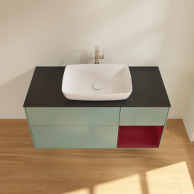 Тумба под раковину Villeroy & Boch Finion 120х50,1 см с подсветкой МДФ оливковый матовый лак/стекло черное матовое F832HBGM