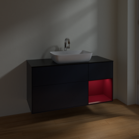 Тумба под раковину Villeroy & Boch Finion 120х50,1 см с подсветкой МДФ темно-синий матовый лак/стекло черное матовое F832HBHG