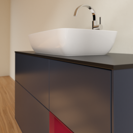 Тумба под раковину Villeroy & Boch Finion 120х50,1 см с подсветкой МДФ темно-синий матовый лак/стекло черное матовое F832HBHG