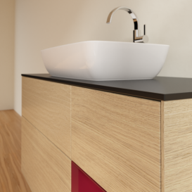 Тумба под раковину Villeroy & Boch Finion 120х50,1 см с подсветкой МДФ шпон дуба/стекло черное матовое F832HBPC