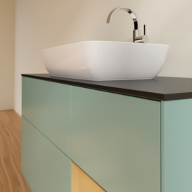 Тумба под раковину Villeroy & Boch Finion 120х50,1 см с подсветкой МДФ оливковый матовый лак/стекло черное матовое F832HFGM