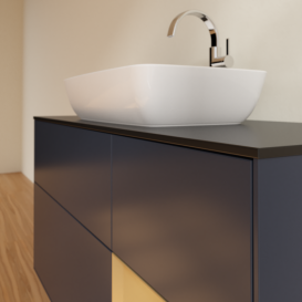 Тумба под раковину Villeroy & Boch Finion 120х50,1 см с подсветкой МДФ темно-синий матовый лак/стекло черное матовое F832HFHG