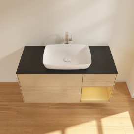 Тумба под раковину Villeroy & Boch Finion 120х50,1 см с подсветкой МДФ шпон дуба/стекло черное матовое F832HFPC