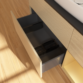 Тумба под раковину Villeroy & Boch Finion 120х50,1 см с подсветкой МДФ шпон дуба/стекло черное матовое F832HFPC