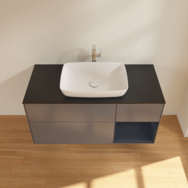 Тумба под раковину Villeroy & Boch Finion 120х50,1 см с подсветкой МДФ антрацит матовый лак/стекло черное матовое F832HGGK