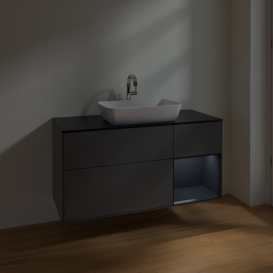 Тумба под раковину Villeroy & Boch Finion 120х50,1 см с подсветкой МДФ антрацит матовый лак/стекло черное матовое F832HGGK