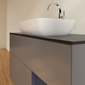 Тумба под раковину Villeroy & Boch Finion 120х50,1 см с подсветкой МДФ антрацит матовый лак/стекло черное матовое F832HGGK