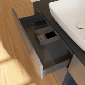 Тумба под раковину Villeroy & Boch Finion 120х50,1 см с подсветкой МДФ антрацит матовый лак/стекло черное матовое F832HGGK