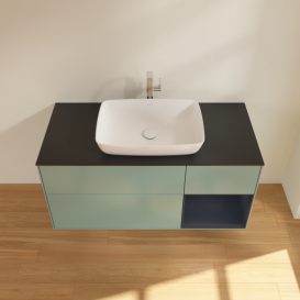 Тумба под раковину Villeroy & Boch Finion 120х50,1 см с подсветкой МДФ оливковый матовый лак/стекло черное матовое F832HGGM