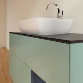 Тумба под раковину Villeroy & Boch Finion 120х50,1 см с подсветкой МДФ оливковый матовый лак/стекло черное матовое F832HGGM