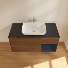 Тумба под раковину Villeroy & Boch Finion 120х50,1 см с подсветкой МДФ шпон грецкого ореха/стекло черное матовое F832HGGN