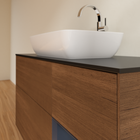 Тумба под раковину Villeroy & Boch Finion 120х50,1 см с подсветкой МДФ шпон грецкого ореха/стекло черное матовое F832HGGN