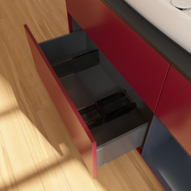 Тумба под раковину Villeroy & Boch Finion 120х50,1 см с подсветкой МДФ пион матовый лак/стекло черное матовое F832HGHB