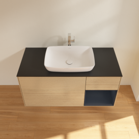 Тумба под раковину Villeroy & Boch Finion 120х50,1 см с подсветкой МДФ шпон дуба/стекло черное матовое F832HGPC