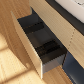 Тумба под раковину Villeroy & Boch Finion 120х50,1 см с подсветкой МДФ шпон дуба/стекло черное матовое F832HGPC