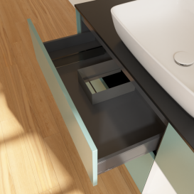 Тумба под раковину Villeroy & Boch Finion 120х50,1 см с подсветкой МДФ оливковый матовый лак/стекло черное матовое F832MTGM