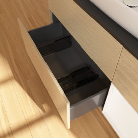 Тумба под раковину Villeroy & Boch Finion 120х50,1 см с подсветкой МДФ шпон дуба/стекло черное матовое F832MTPC