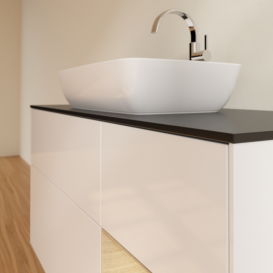 Тумба под раковину Villeroy & Boch Finion 120х50,1 см с подсветкой МДФ белый глянцевый лак/стекло черное матовое F832PCGF