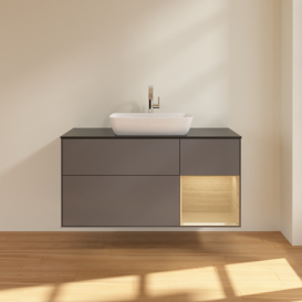 Тумба под раковину Villeroy & Boch Finion 120х50,1 см с подсветкой МДФ антрацит матовый лак/стекло черное матовое F832PCGK