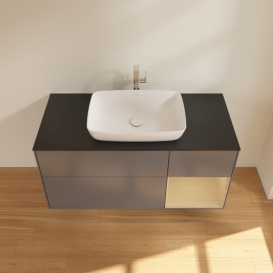 Тумба под раковину Villeroy & Boch Finion 120х50,1 см с подсветкой МДФ антрацит матовый лак/стекло черное матовое F832PCGK