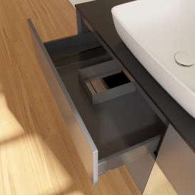 Тумба под раковину Villeroy & Boch Finion 120х50,1 см с подсветкой МДФ антрацит матовый лак/стекло черное матовое F832PCGK