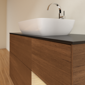 Тумба под раковину Villeroy & Boch Finion 120х50,1 см с подсветкой МДФ шпон грецкого ореха/стекло черное матовое F832PCGN