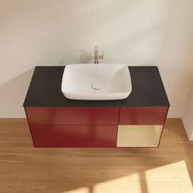 Тумба под раковину Villeroy & Boch Finion 120х50,1 см с подсветкой МДФ пион матовый лак/стекло черное матовое F832PCHB