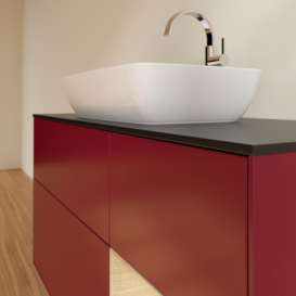 Тумба под раковину Villeroy & Boch Finion 120х50,1 см с подсветкой МДФ пион матовый лак/стекло черное матовое F832PCHB