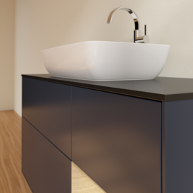 Тумба под раковину Villeroy & Boch Finion 120х50,1 см с подсветкой МДФ темно-синий матовый лак/стекло черное матовое F832PCHG