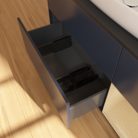 Тумба под раковину Villeroy & Boch Finion 120х50,1 см с подсветкой МДФ темно-синий матовый лак/стекло черное матовое F832PCHG