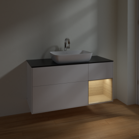 Тумба под раковину Villeroy & Boch Finion 120х50,1 см с подсветкой МДФ белый матовый лак/стекло черное матовое F832PCMT