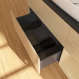 Тумба под раковину Villeroy & Boch Finion 120х50,1 см с подсветкой МДФ шпон дуба/стекло черное матовое F832PCPC