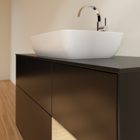 Тумба под раковину Villeroy & Boch Finion 120х50,1 см с подсветкой МДФ черный матовый лак/стекло черное матовое F832PCPD