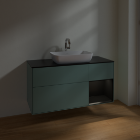 Тумба под раковину Villeroy & Boch Finion 120х50,1 см с подсветкой МДФ оливковый матовый лак/стекло черное матовое F832PDGM