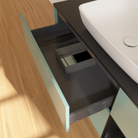 Тумба под раковину Villeroy & Boch Finion 120х50,1 см с подсветкой МДФ оливковый матовый лак/стекло черное матовое F832PDGM