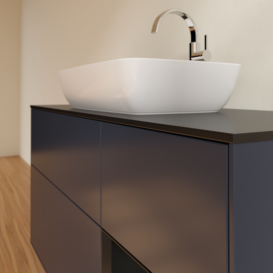 Тумба под раковину Villeroy & Boch Finion 120х50,1 см с подсветкой МДФ темно-синий матовый лак/стекло черное матовое F832PDHG