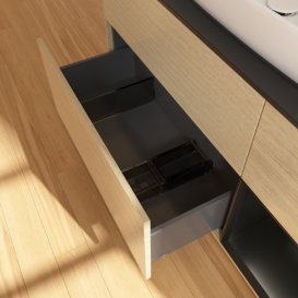 Тумба под раковину Villeroy & Boch Finion 120х50,1 см с подсветкой МДФ шпон дуба/стекло черное матовое F832PDPC