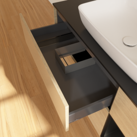 Тумба под раковину Villeroy & Boch Finion 120х50,1 см с подсветкой МДФ шпон дуба/стекло черное матовое F832PDPC