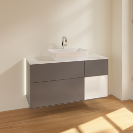 Тумба под раковину Villeroy & Boch Finion 120х50,1 см с подсветкой МДФ антрацит матовый лак/стекло белое матовое G831GFGK