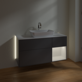 Тумба под раковину Villeroy & Boch Finion 120х50,1 см с подсветкой МДФ антрацит матовый лак/стекло белое матовое G831GFGK