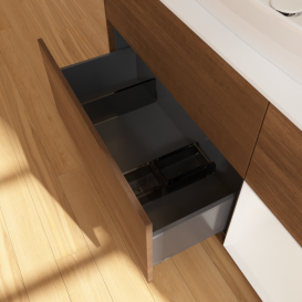 Тумба под раковину Villeroy & Boch Finion 120х50,1 см с подсветкой МДФ шпон грецкого ореха/стекло белое матовое G831GFGN