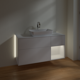 Тумба под раковину Villeroy & Boch Finion 120х50,1 см с подсветкой МДФ белый матовый лак/стекло белое матовое G831GFMT