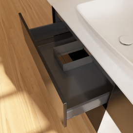 Тумба под раковину Villeroy & Boch Finion 120х50,1 см с подсветкой МДФ черный матовый лак/стекло белое матовое G831GFPD