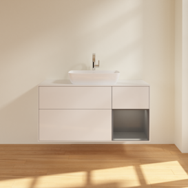 Тумба под раковину Villeroy & Boch Finion 120х50,1 см с подсветкой МДФ глянцевый белый лак/стекло белое матовое G831GKGF