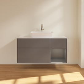 Тумба под раковину Villeroy & Boch Finion 120х50,1 см с подсветкой МДФ антрацит матовый лак/стекло белое матовое G831GKGK