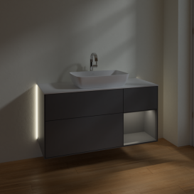 Тумба под раковину Villeroy & Boch Finion 120х50,1 см с подсветкой МДФ антрацит матовый лак/стекло белое матовое G831GKGK